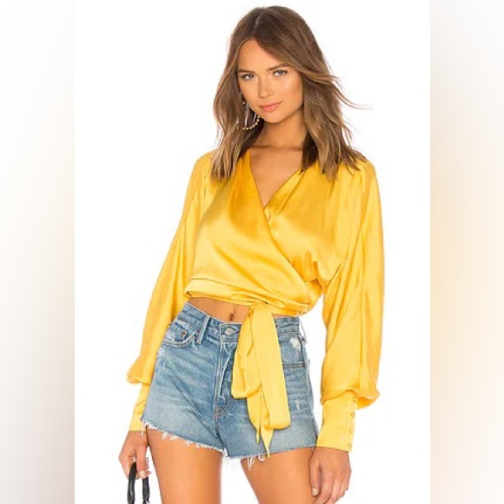 Glamorous Silk Wrap Long Sleeve Top | 4